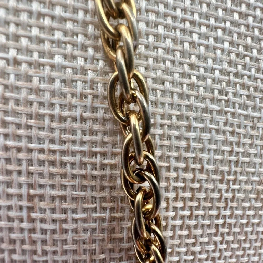 Vintage 80s Gold Tone Ball Bead‎ Station Necklace Rope Chain Statement Jewelry